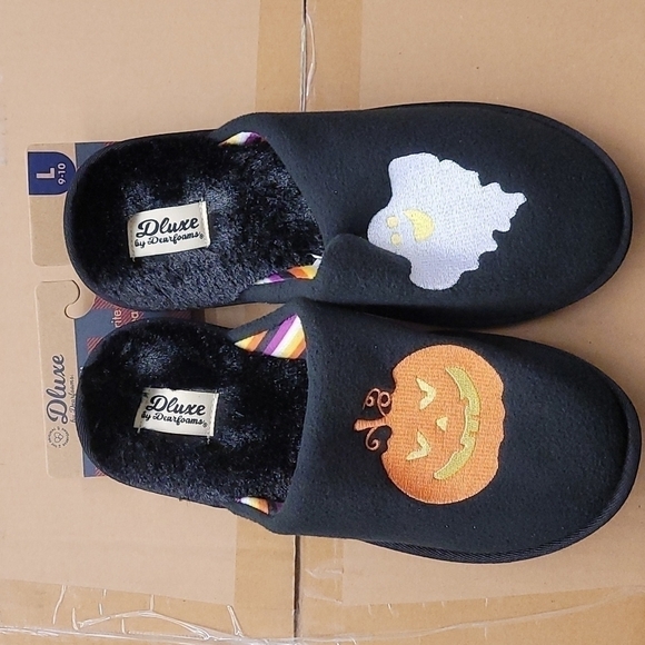 HALLOWEEN slippers, size Large (fits size 9-10) memory foam padded insoles - Picture 1 of 4